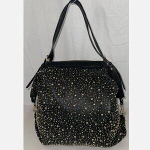 LEMARESCA LONDON ❤️ Black Leather Gold Studded Hobo bags Shoulder Handbag ITALY